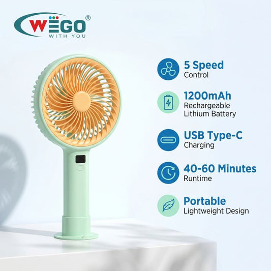WEGO WG-9916 rechargeable handheld fan at Gadget Box Store
