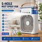 Portable 5-Hole Water Mist Spray Fan – Air Cooler & Humidifier