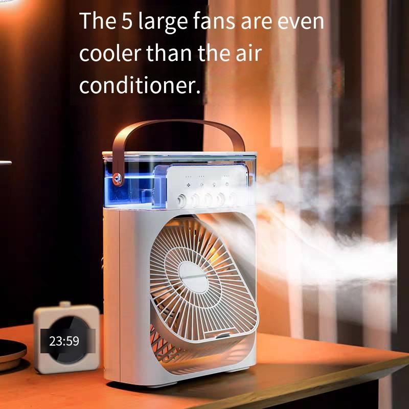 Portable 5-hole water mist spray fan with cooling mist